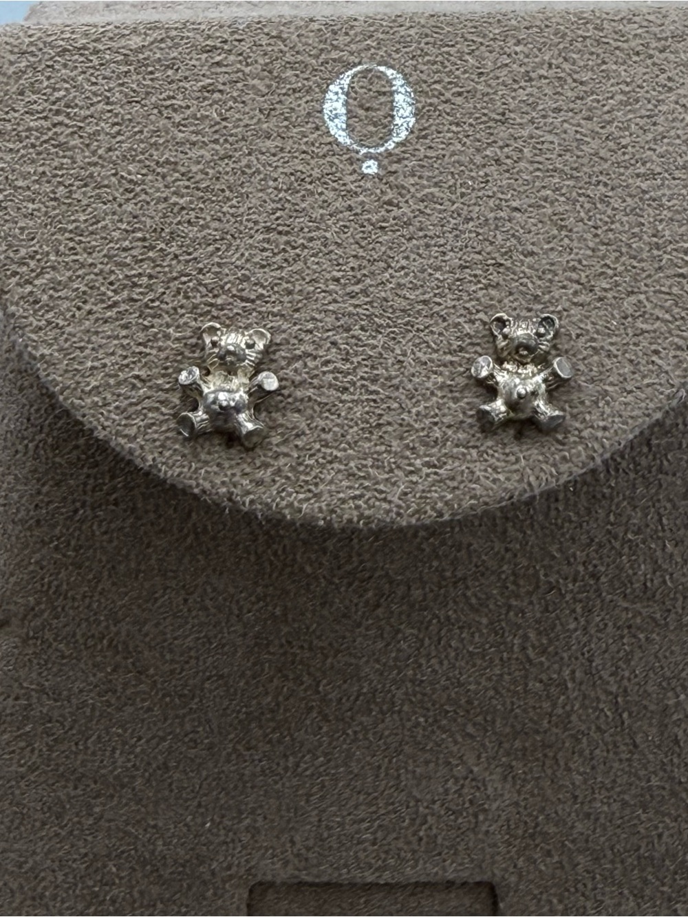 Sterling silver Children's Teddy Bear Stud Earrings - Silver Tone